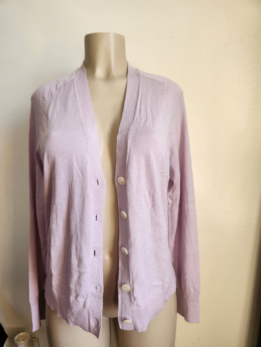 LOFT Light Lavender Button-Front Cardigan